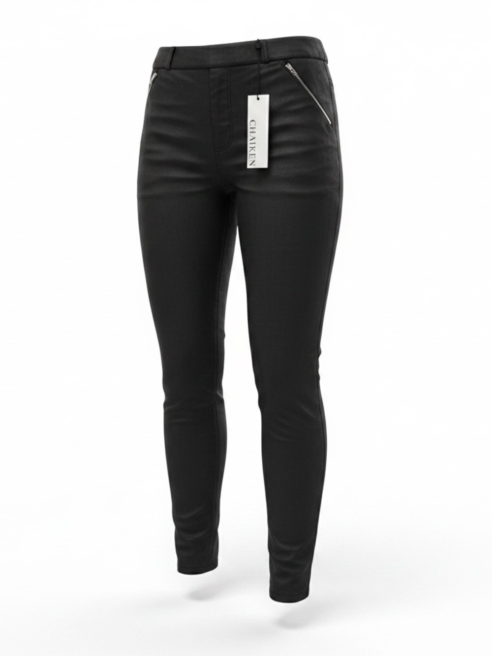 Chaiken Black Ponte Skinny Pants with Zip Pocket Details